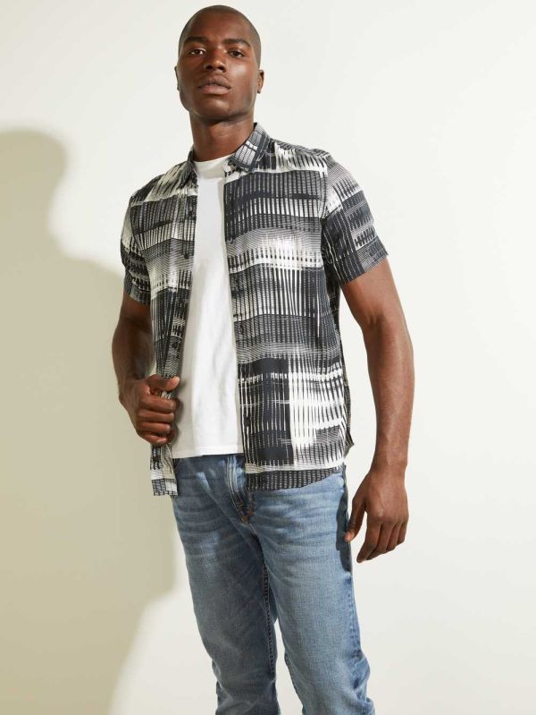 Turquoise Men's Guess Eco Interstellar Shirts Australia Sale | 247OYUADX