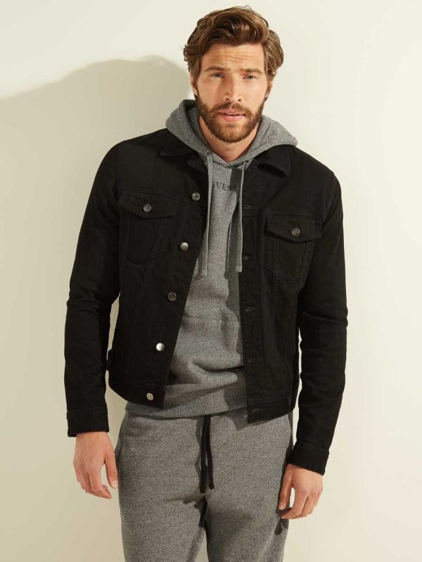 Wash Men's Guess Dillon Denim Jackets Australia Sale | 594VKMBUP