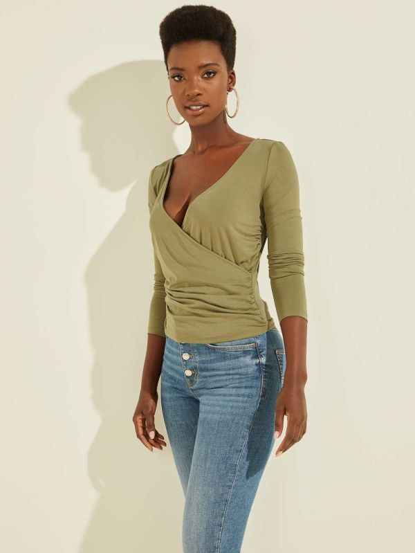 Wash Women's Guess Eco Mena Crossover Top Tops Australia Sale | 901EDAJZP