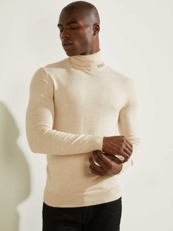White Men's Guess Eco Lane Basic Turtleneck T-shirt Australia Sale | 183TMLCWO