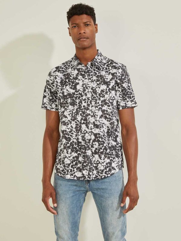 White Men's Guess Luxe Dried Blooms Shirts Australia Sale | 594YCZAWB