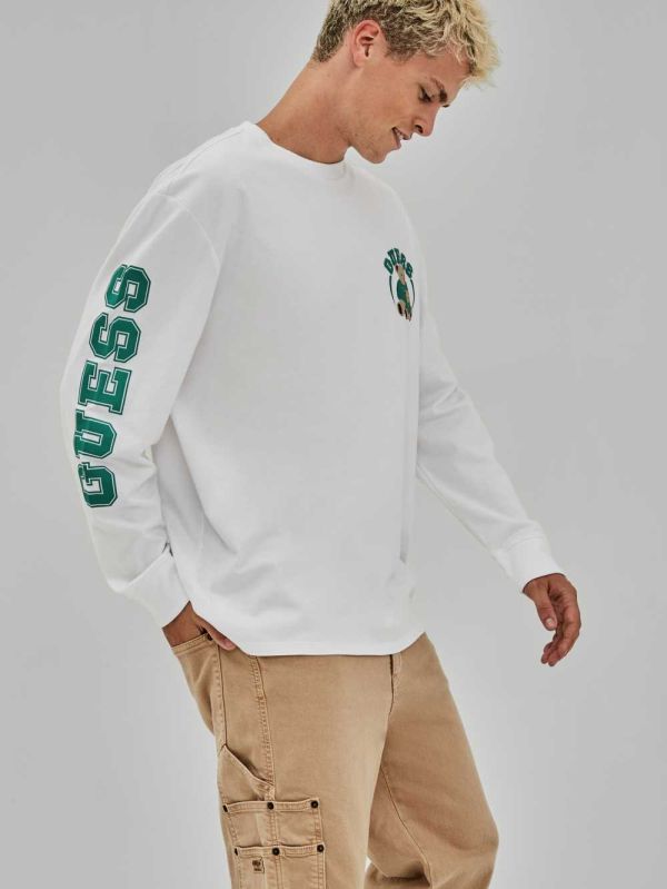 White Men's Guess Originals Bear Long-Sleeve T-shirt Australia Sale | 154HDTPUA