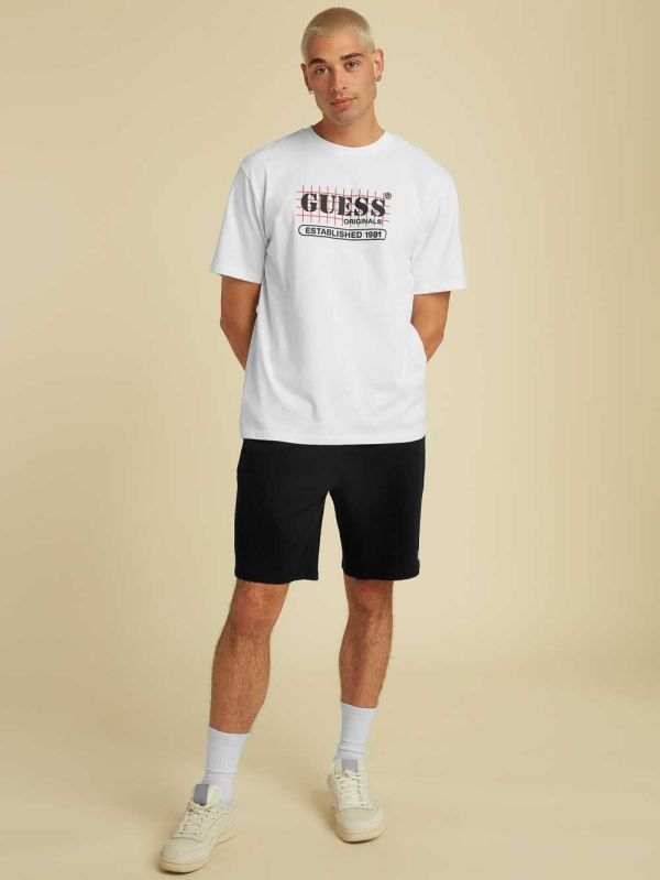 White Men's Guess Originals Grid T-shirt Australia Sale | 380MNOXPA