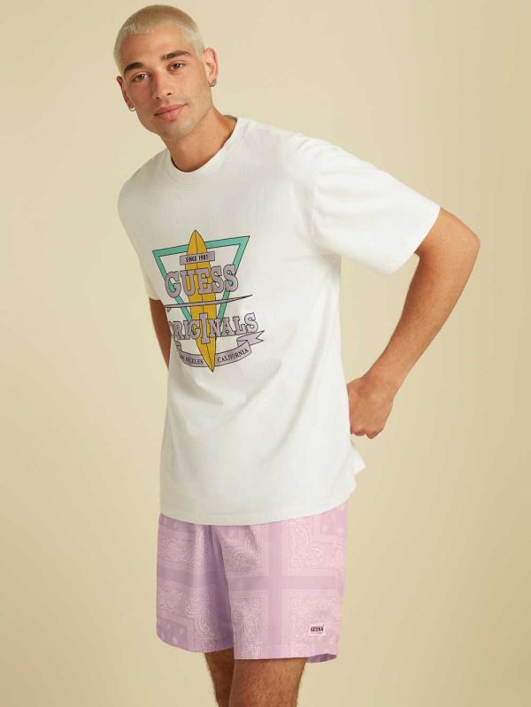 White Men's Guess Originals Logo T-shirt Australia Sale | 102WFHDRP