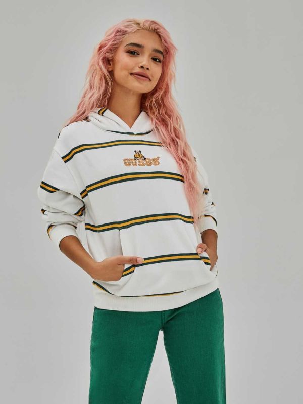 White Multicolor Women's Guess Yarndye Hoodie Australia Sale | 176BRZHYG