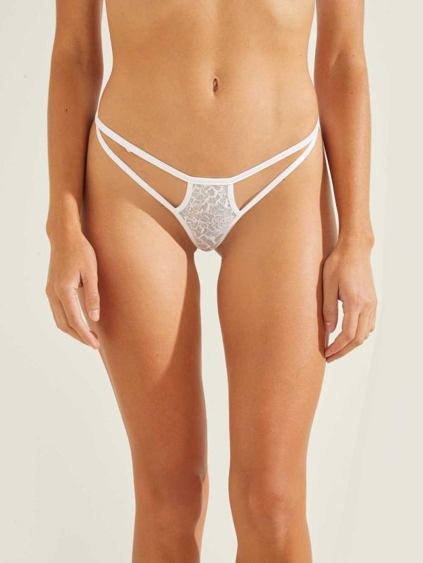White Women's Guess Aleesha Thong Underwear Australia Sale | 594VNKDGY