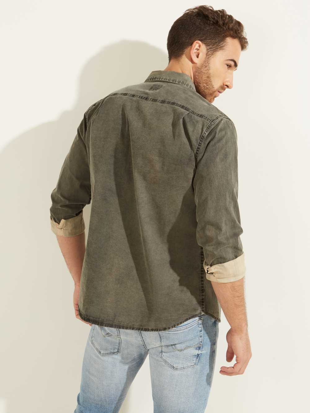 Beige Multicolor Men's Guess Dusty Twill Washed Milton Shirts Australia Sale | 508MZURXL