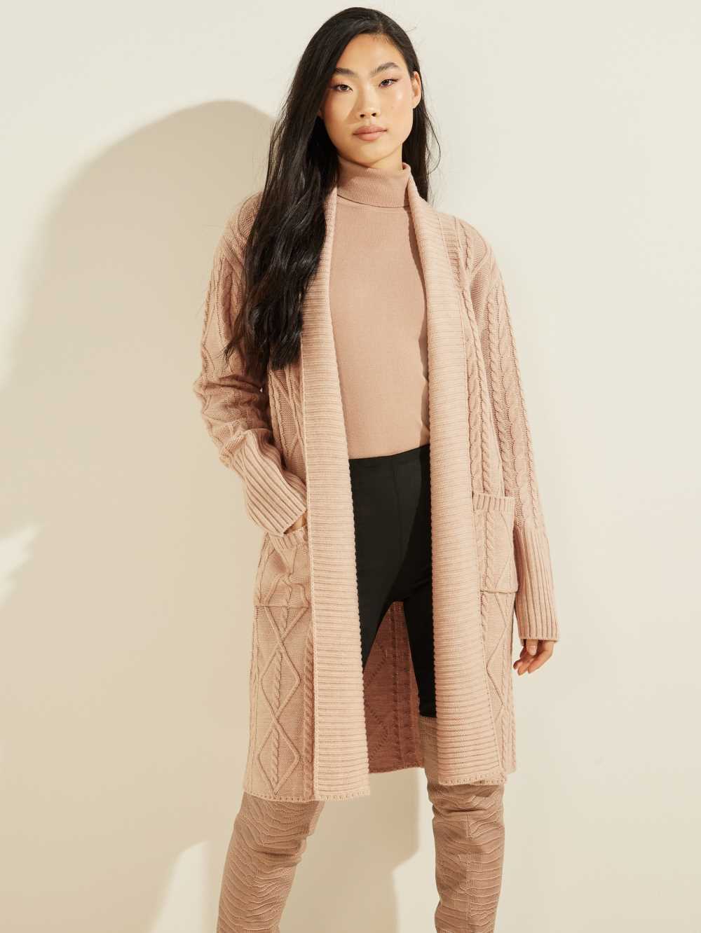 Beige Women\'s Guess Heidi Longline Cardigan Australia Sale | 482QKBSLH
