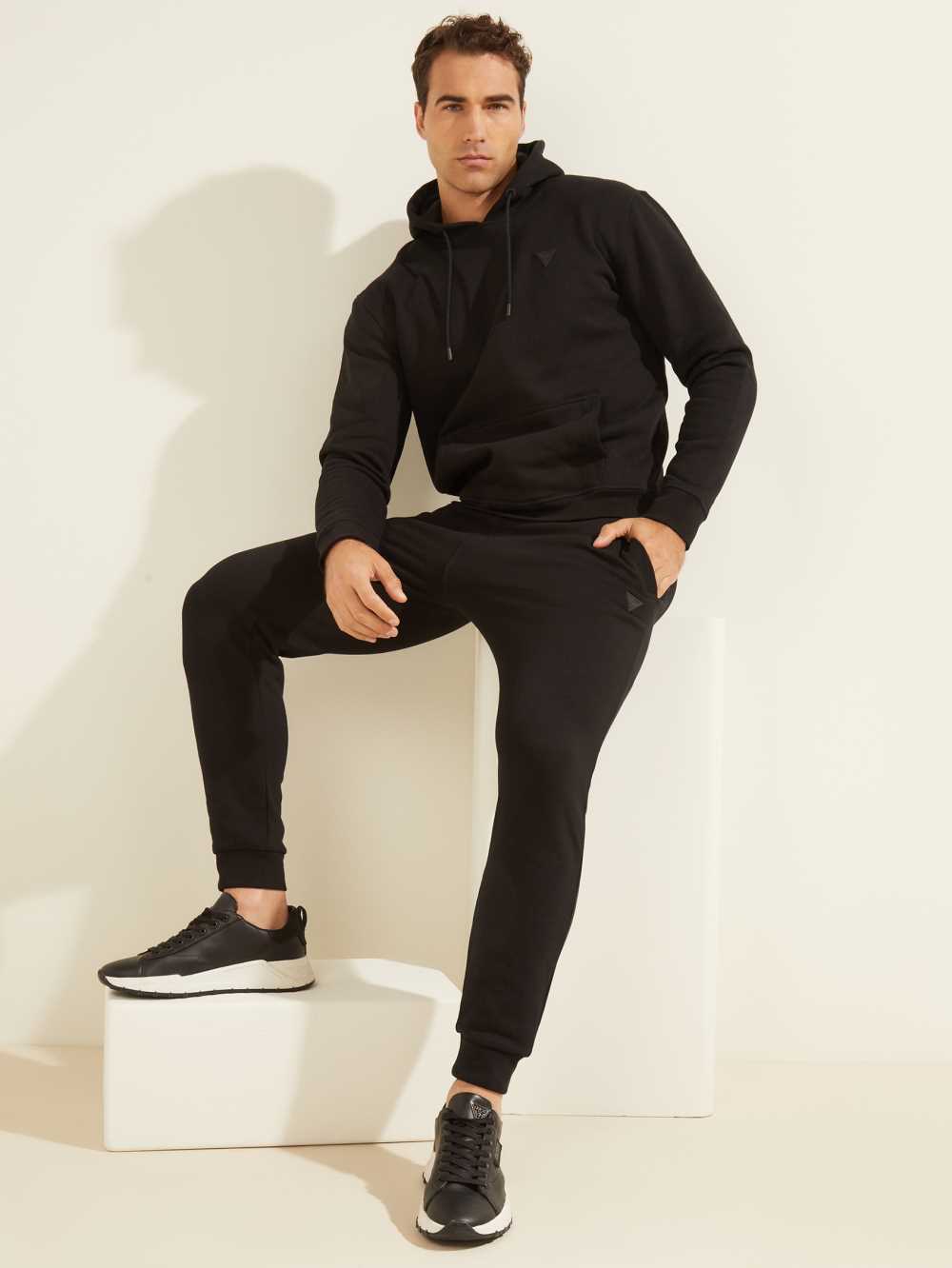 Black Men's Guess Eco Aldwin Hoodie Australia Sale | 304UEYHDT