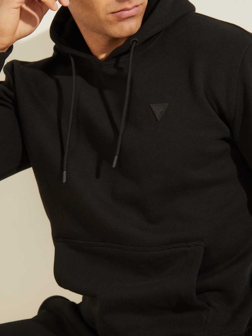 Black Men's Guess Eco Aldwin Hoodie Australia Sale | 304UEYHDT