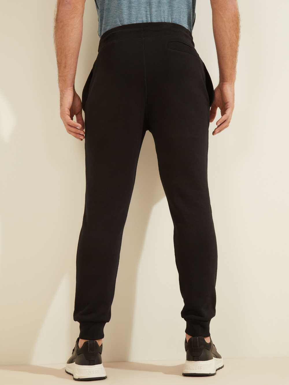Black Men's Guess Eco Aldwin Logo Pants Australia Sale | 873RBQHSO