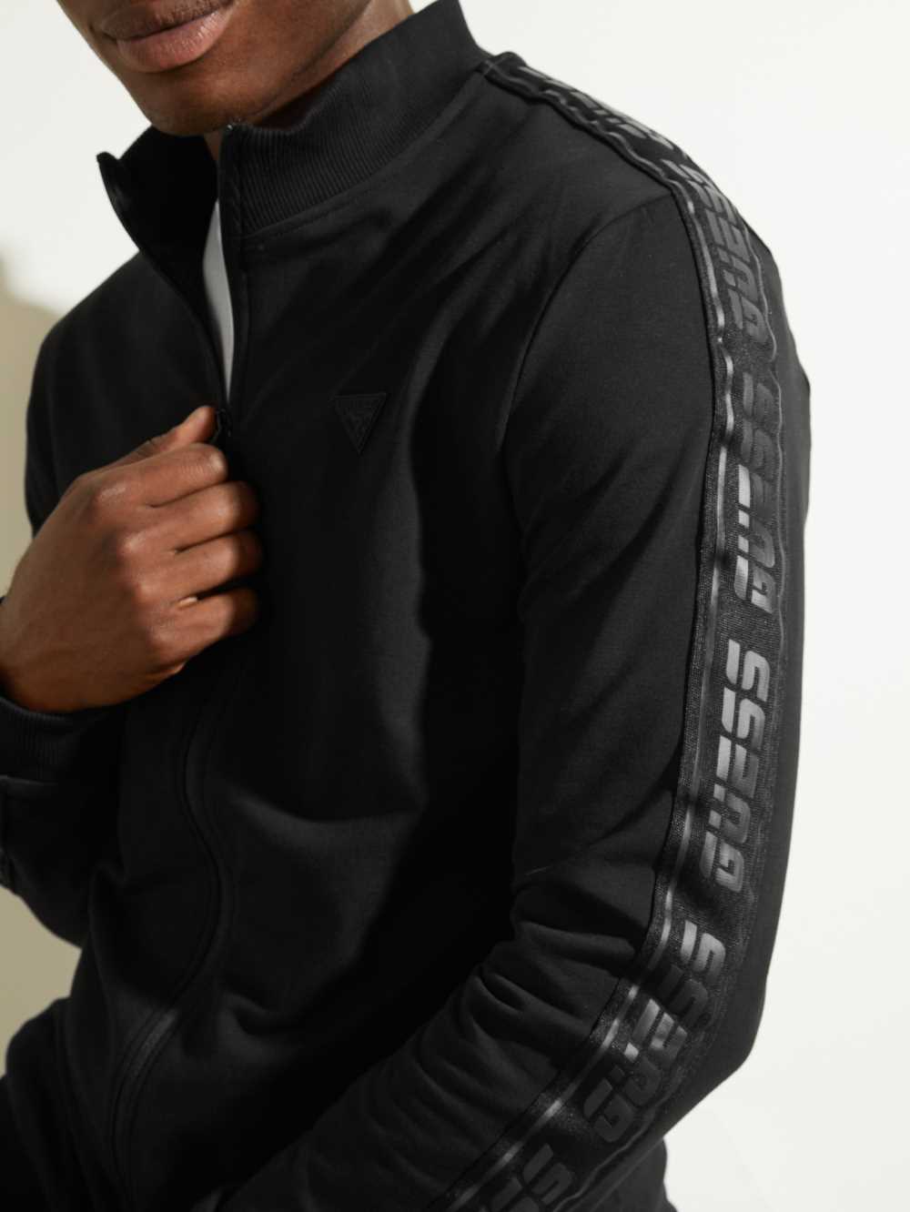Black Men's Guess Eco Arlo Logo Tape Jackets Australia Sale | 463YQDWCI