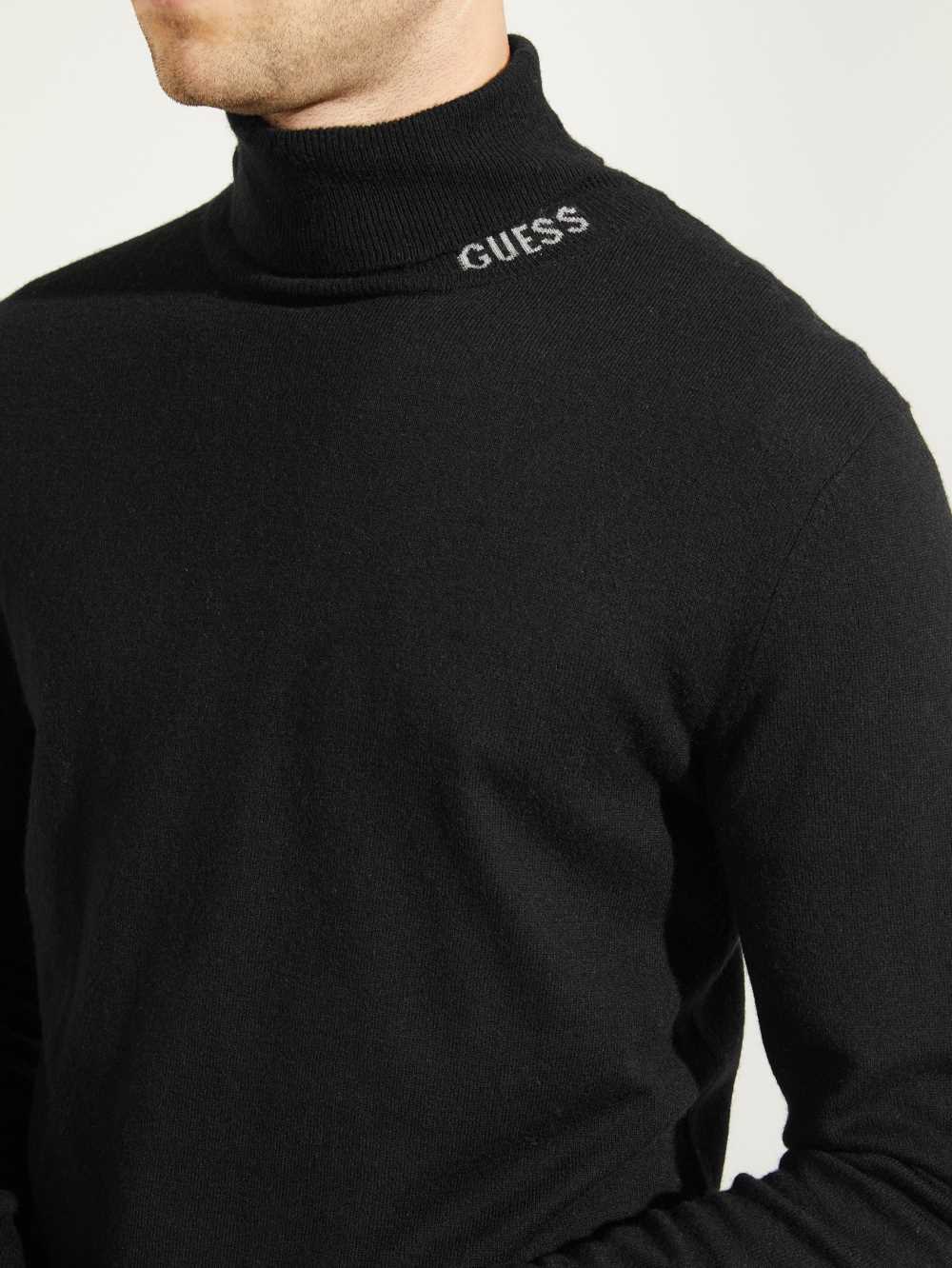 Black Men's Guess Eco Lane Basic Turtleneck T-shirt Australia Sale | 479IFSVEW