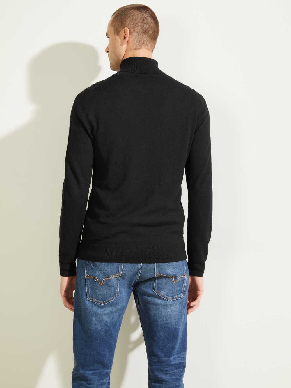 Black Men's Guess Eco Lane Basic Turtleneck T-shirt Australia Sale | 479IFSVEW