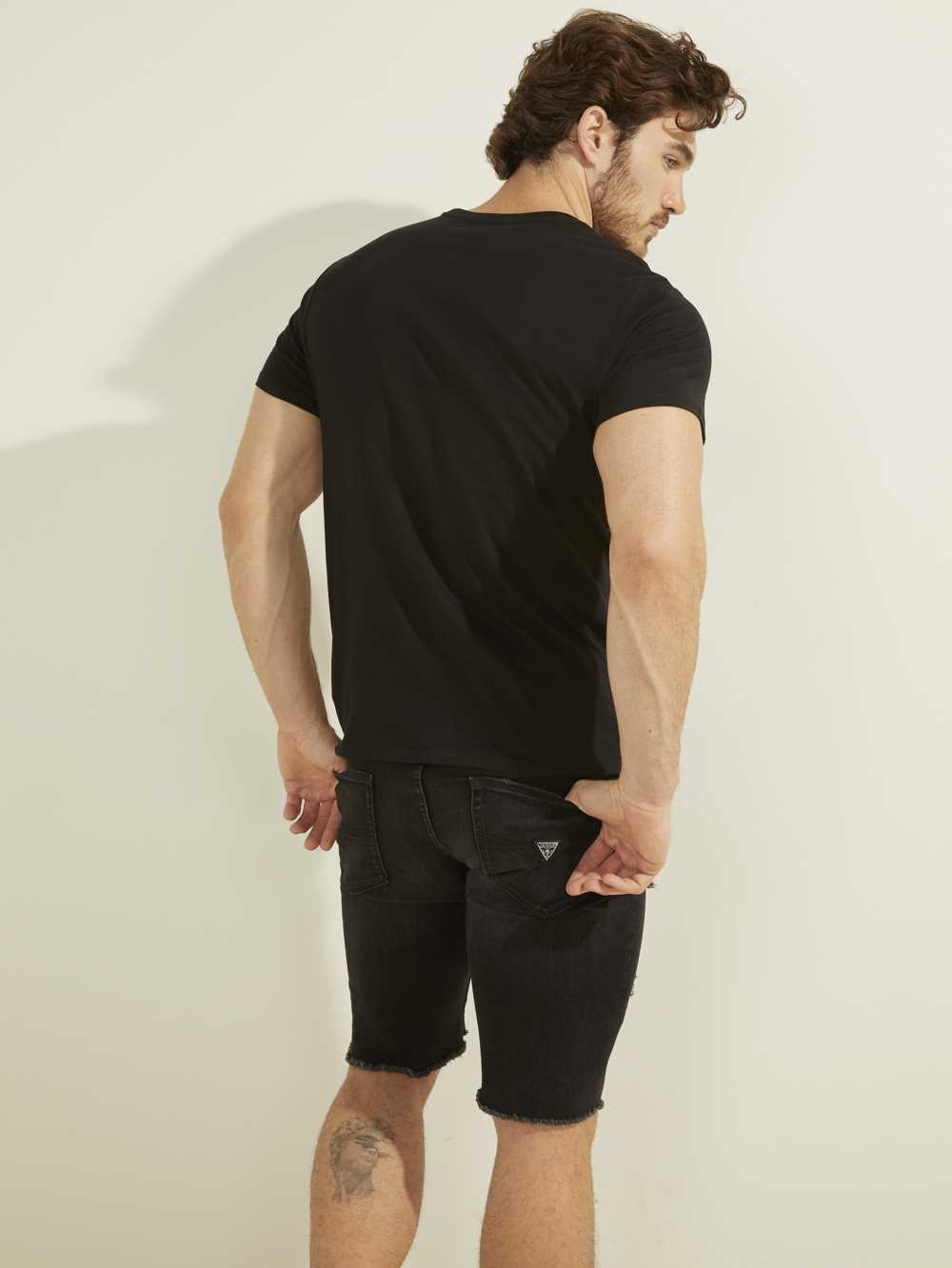 Black Men's Guess Eco Logo T-shirt Australia Sale | 845GSMOWK