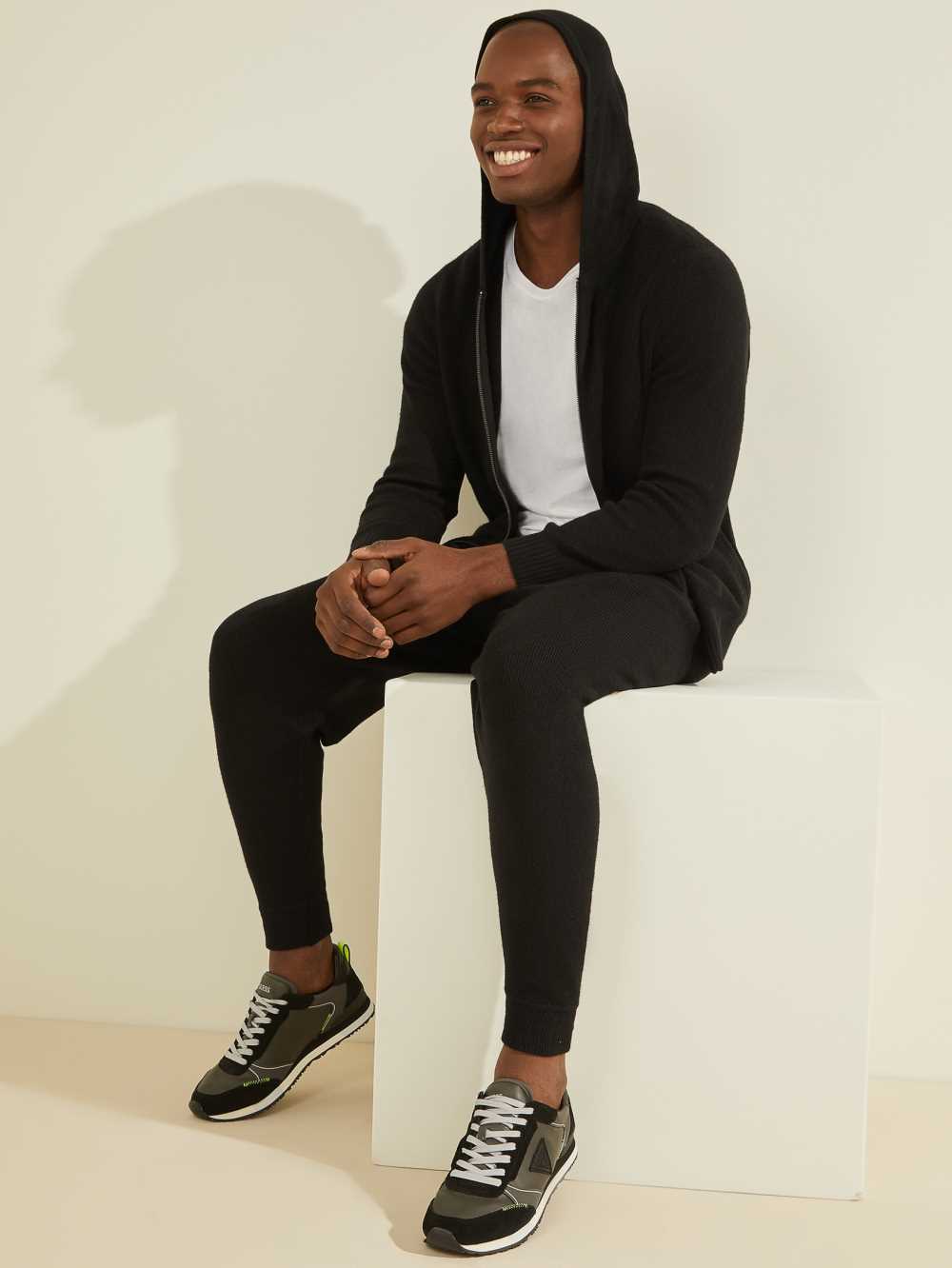 Black Men's Guess Esmere Wool-Blend Zip Hoodie Australia Sale | 201ZATVMS