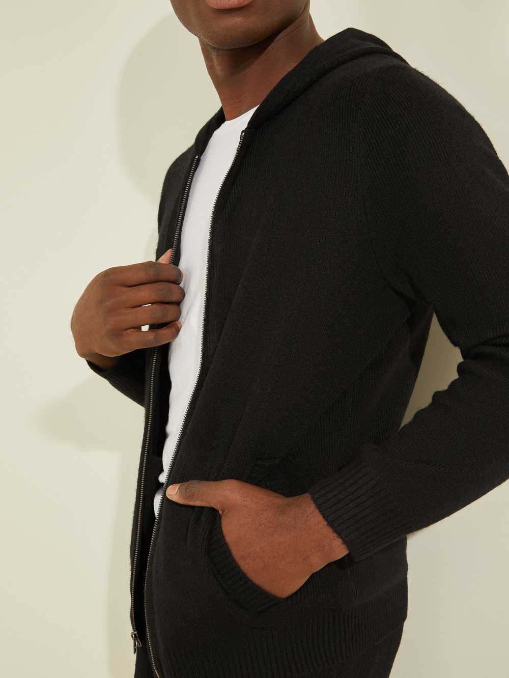 Black Men's Guess Esmere Wool-Blend Zip Hoodie Australia Sale | 201ZATVMS
