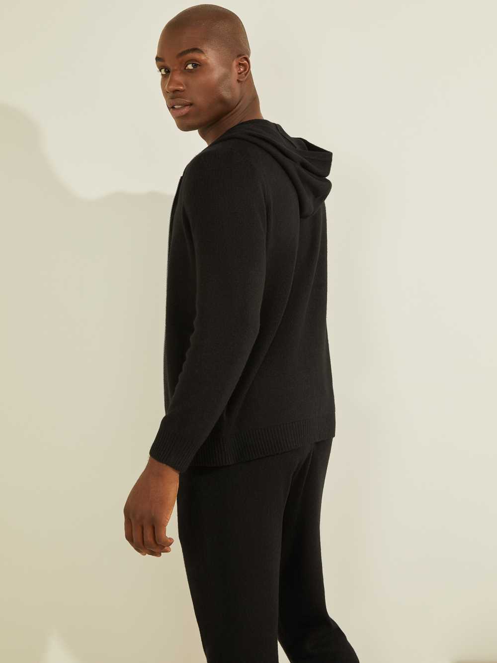 Black Men's Guess Esmere Wool-Blend Zip Hoodie Australia Sale | 201ZATVMS