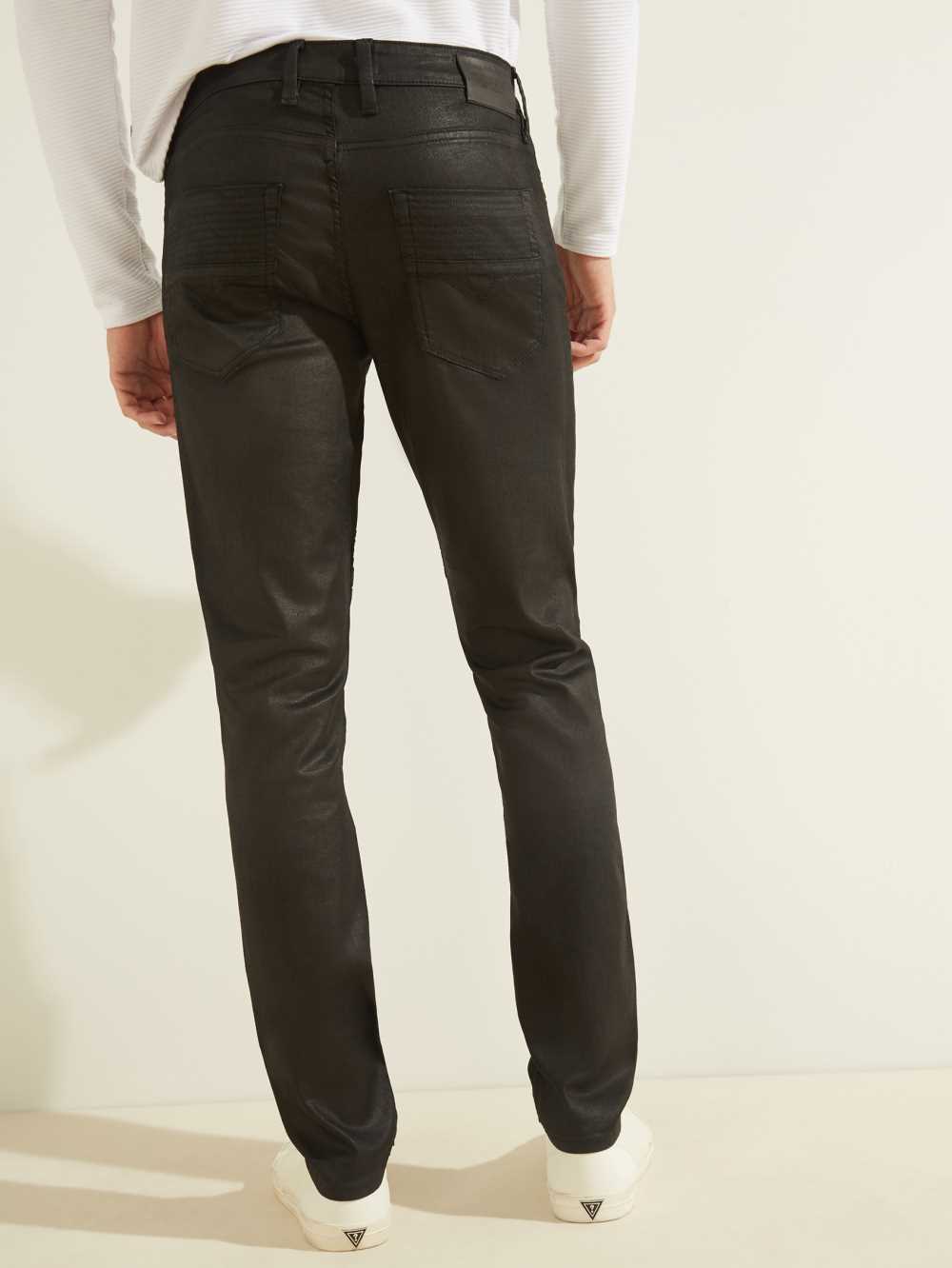 Black Men's Guess Freeformed Moto Slim Tapered Coats Australia Sale | 360QBUALY