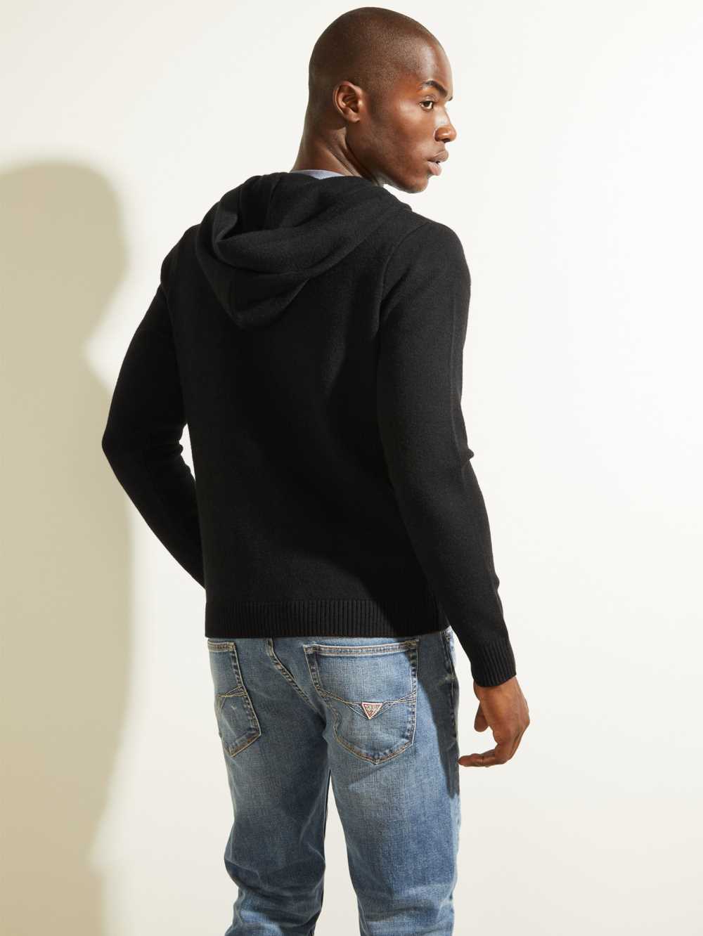 Black Men's Guess Liam Zip-Up Hoodie Australia Sale | 831KSNYGF