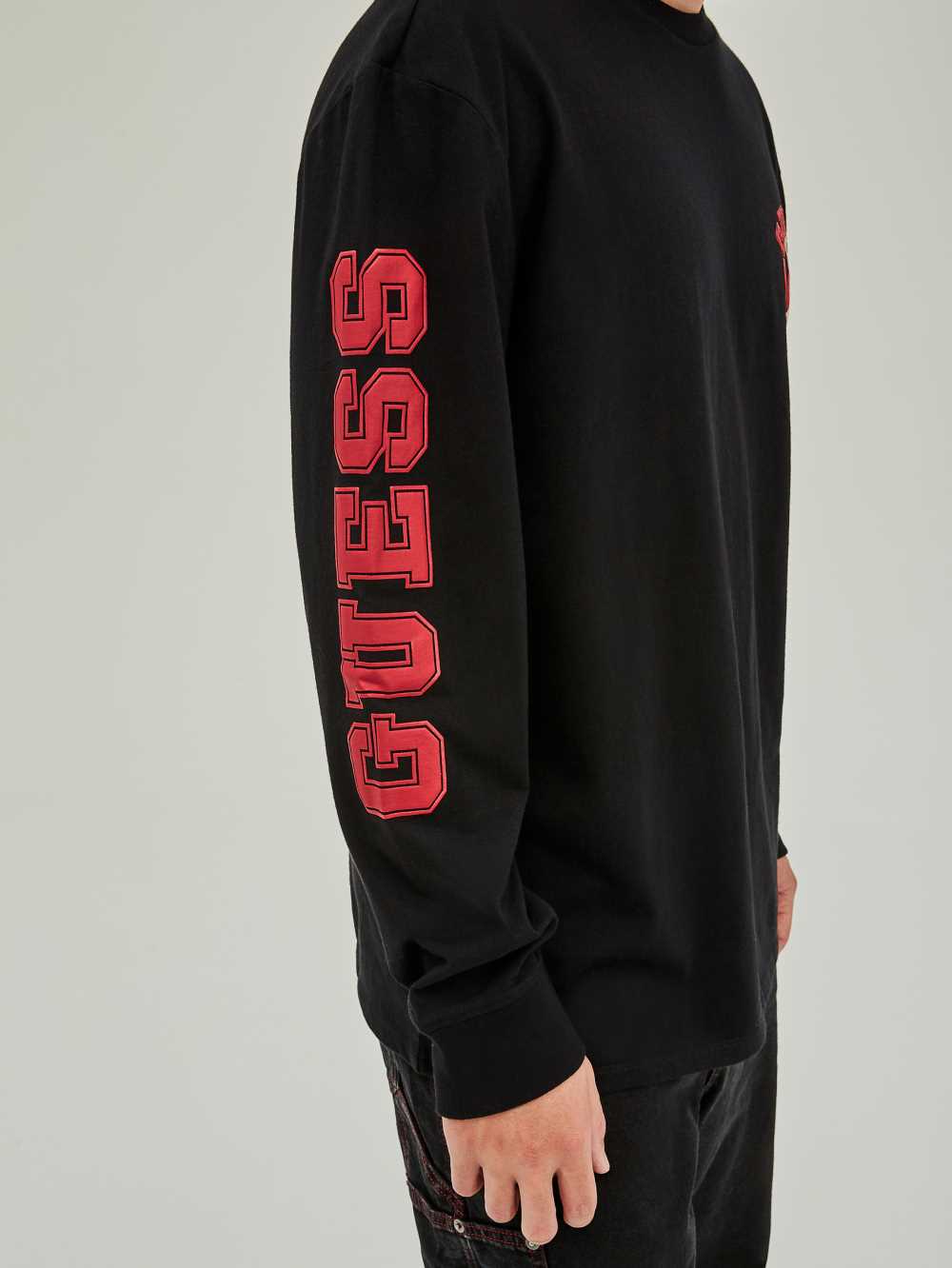 Black Men's Guess Originals Bear Long-Sleeve T-shirt Australia Sale | 475AONFWM