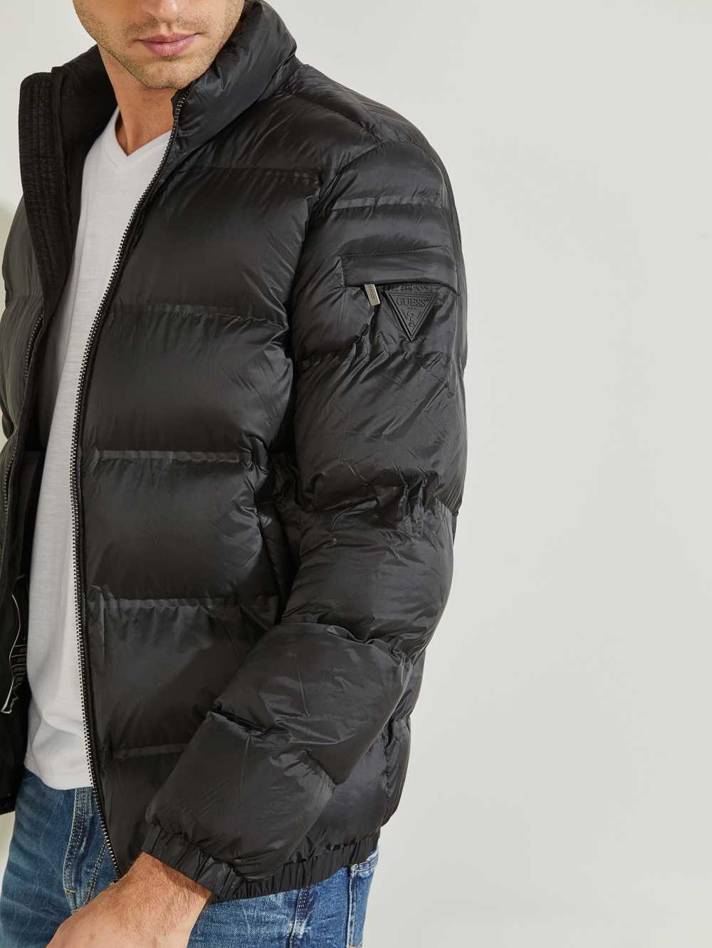 Black Men's Guess Quilted Puffer Jackets Australia Sale | 231FYZTAJ