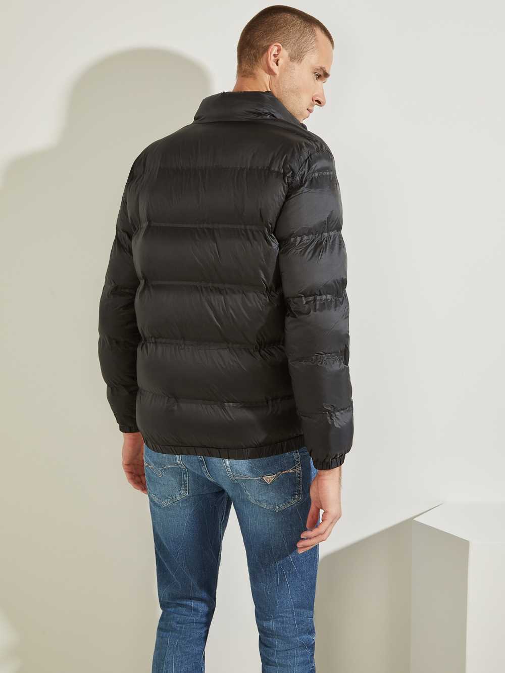 Black Men's Guess Quilted Puffer Jackets Australia Sale | 231FYZTAJ