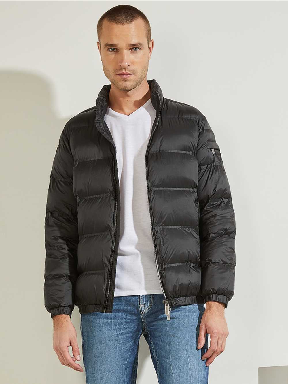 Black Men\'s Guess Quilted Puffer Jackets Australia Sale | 231FYZTAJ