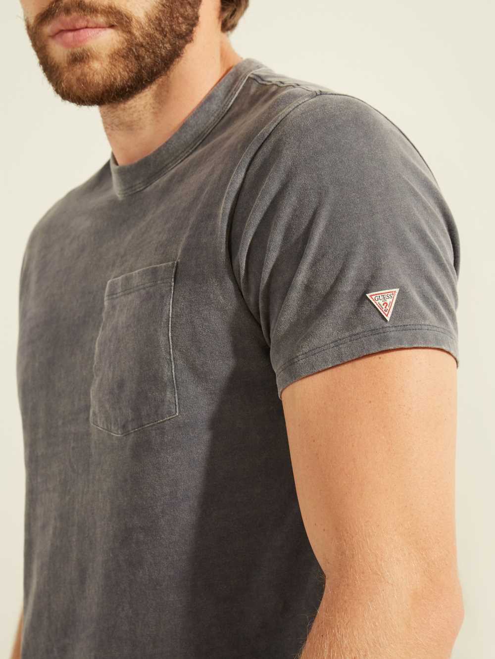 Black Men's Guess Sueded Jersey T-shirt Australia Sale | 851PJIVEU