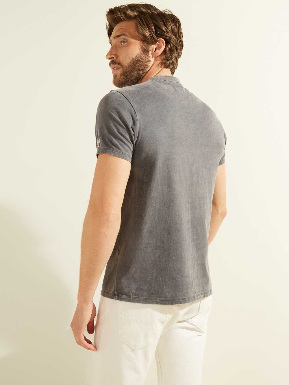 Black Men's Guess Sueded Jersey T-shirt Australia Sale | 851PJIVEU