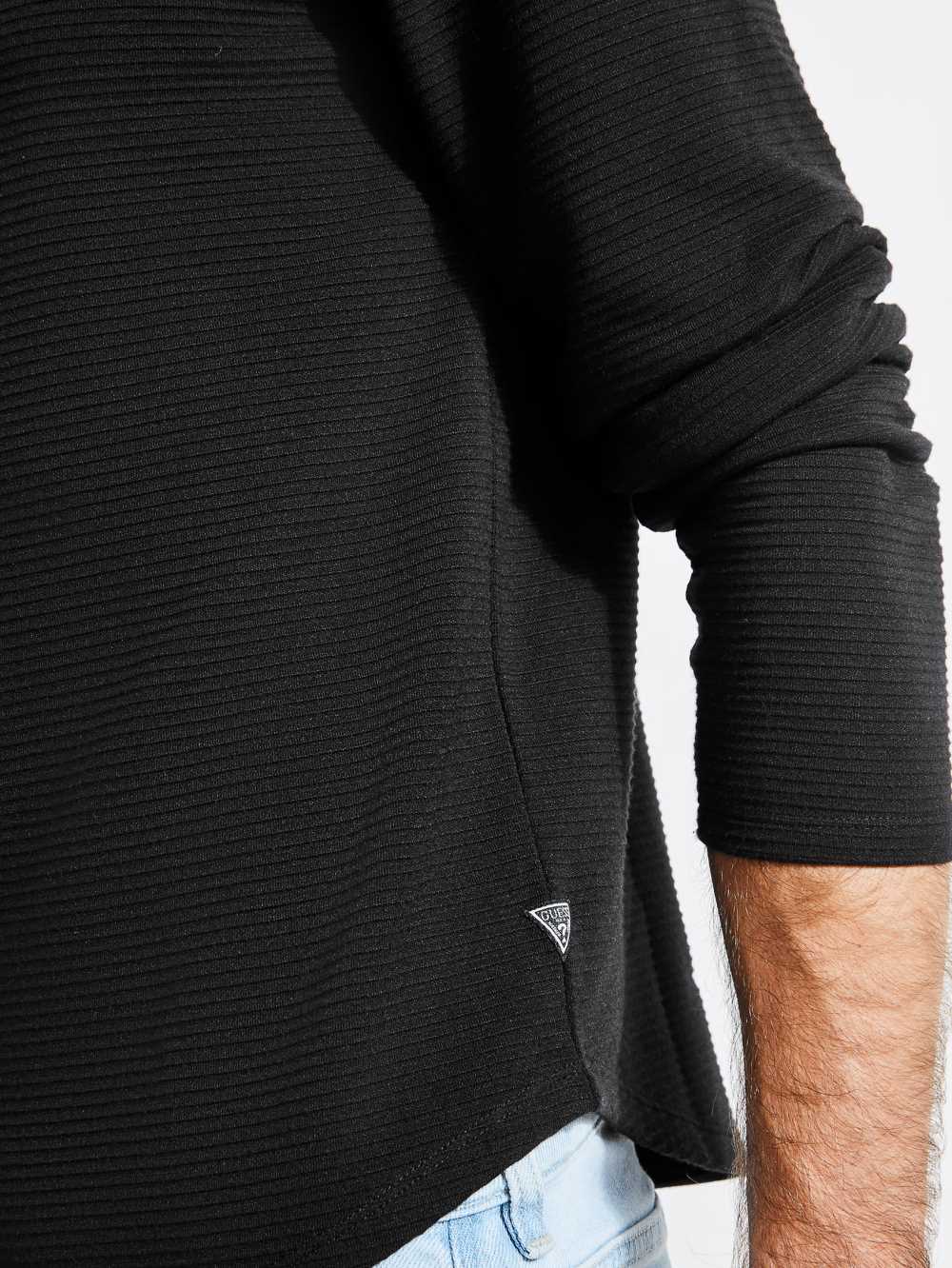 Black Men's Guess Textured Jersey Crewneck Sweatshirt Australia Sale | 863BNJPIL