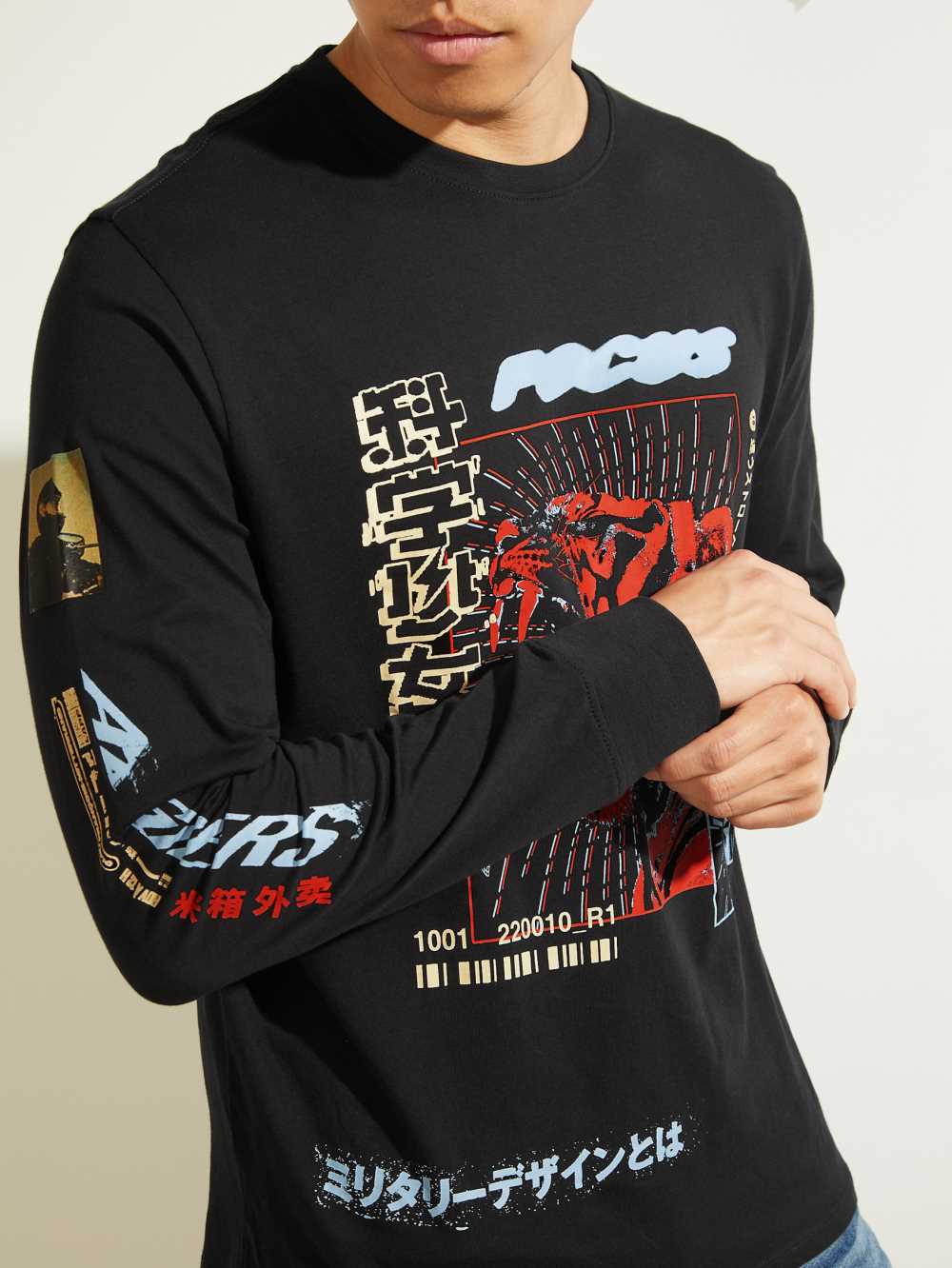 Black Men's Guess Tiger Rays T-shirt Australia Sale | 018SMZYDH