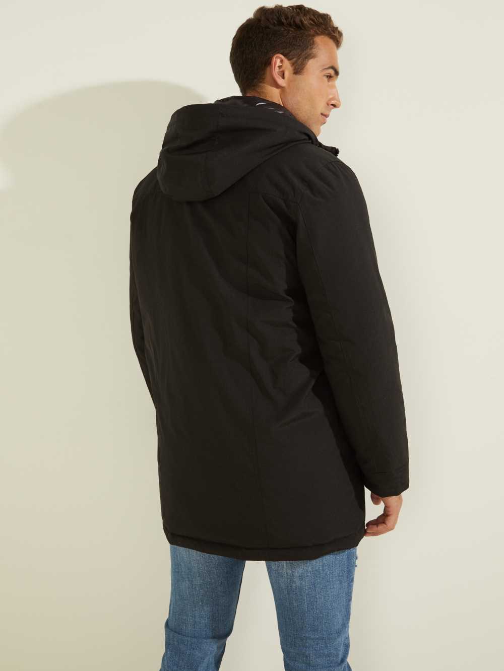 Black Multicolor Men's Guess Brian Faux-Fur Hooded Coats Australia Sale | 324MYGHFS