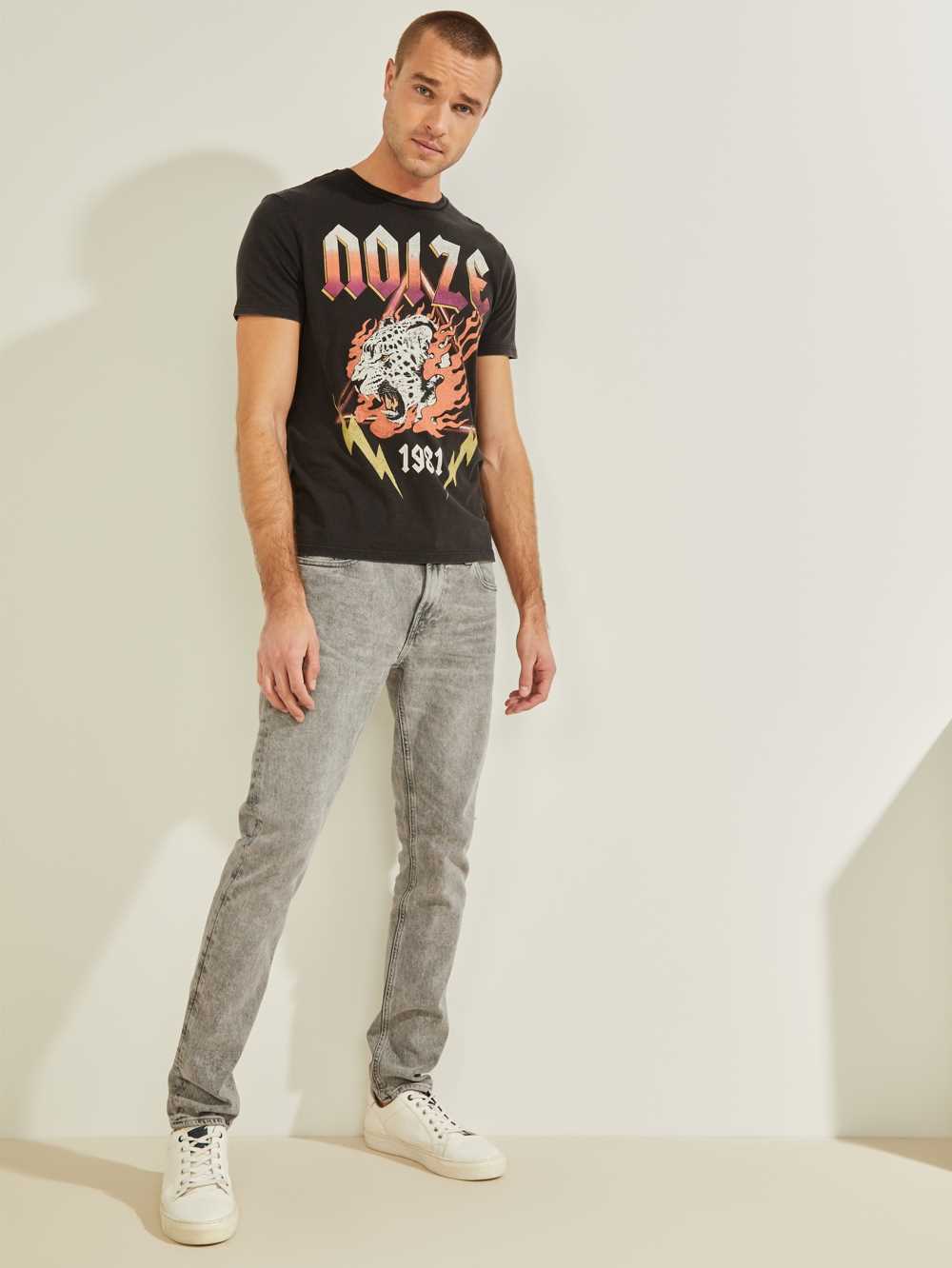 Black Multicolor Men's Guess Noize T-shirt Australia Sale | 163BTLNQR