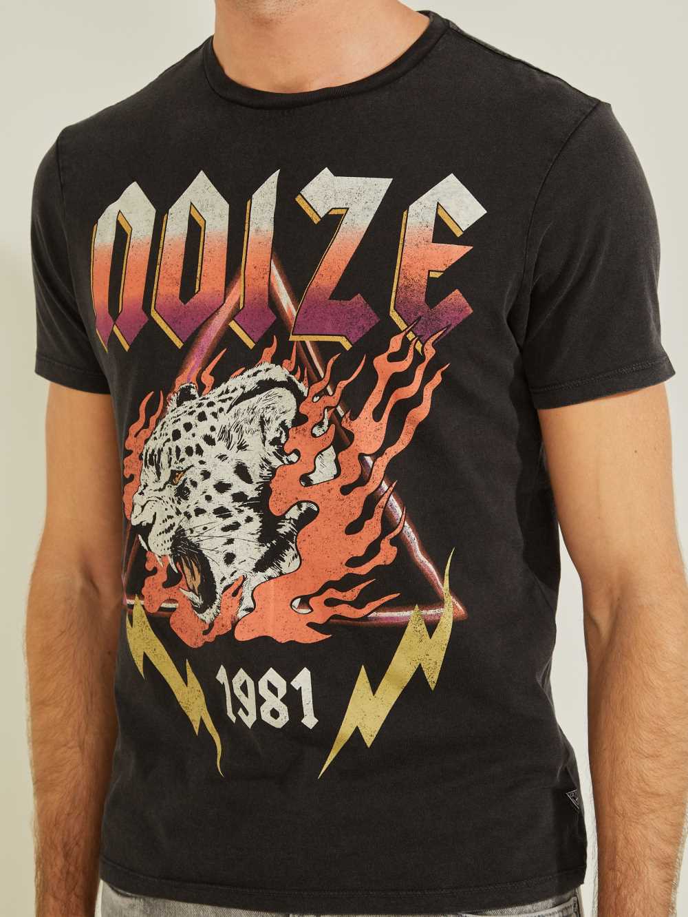 Black Multicolor Men's Guess Noize T-shirt Australia Sale | 163BTLNQR