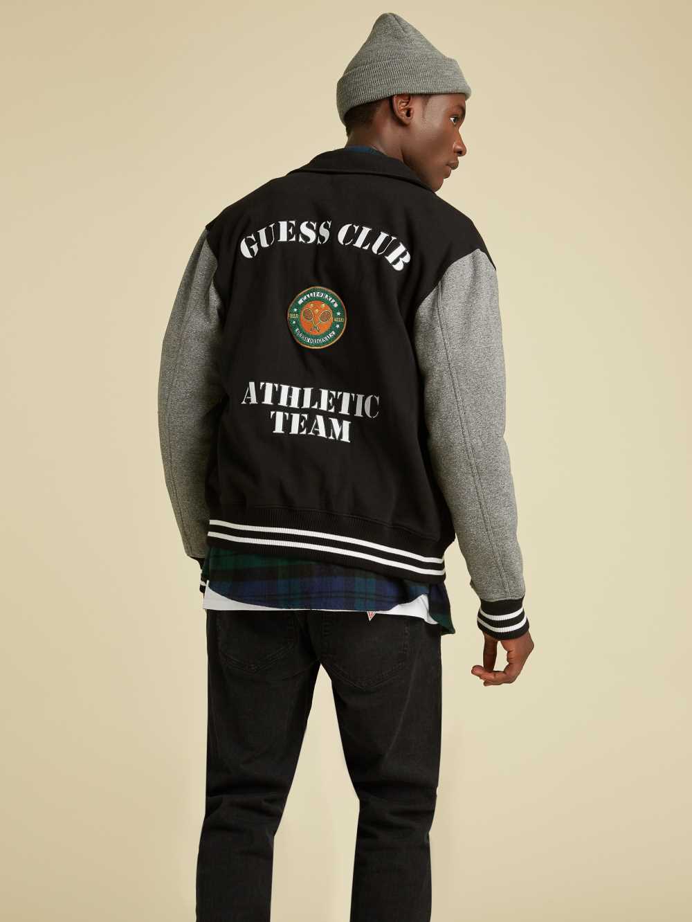Black Multicolor Men's Guess Originals Varsity Inspired Jackets Australia Sale | 406HSBFMV