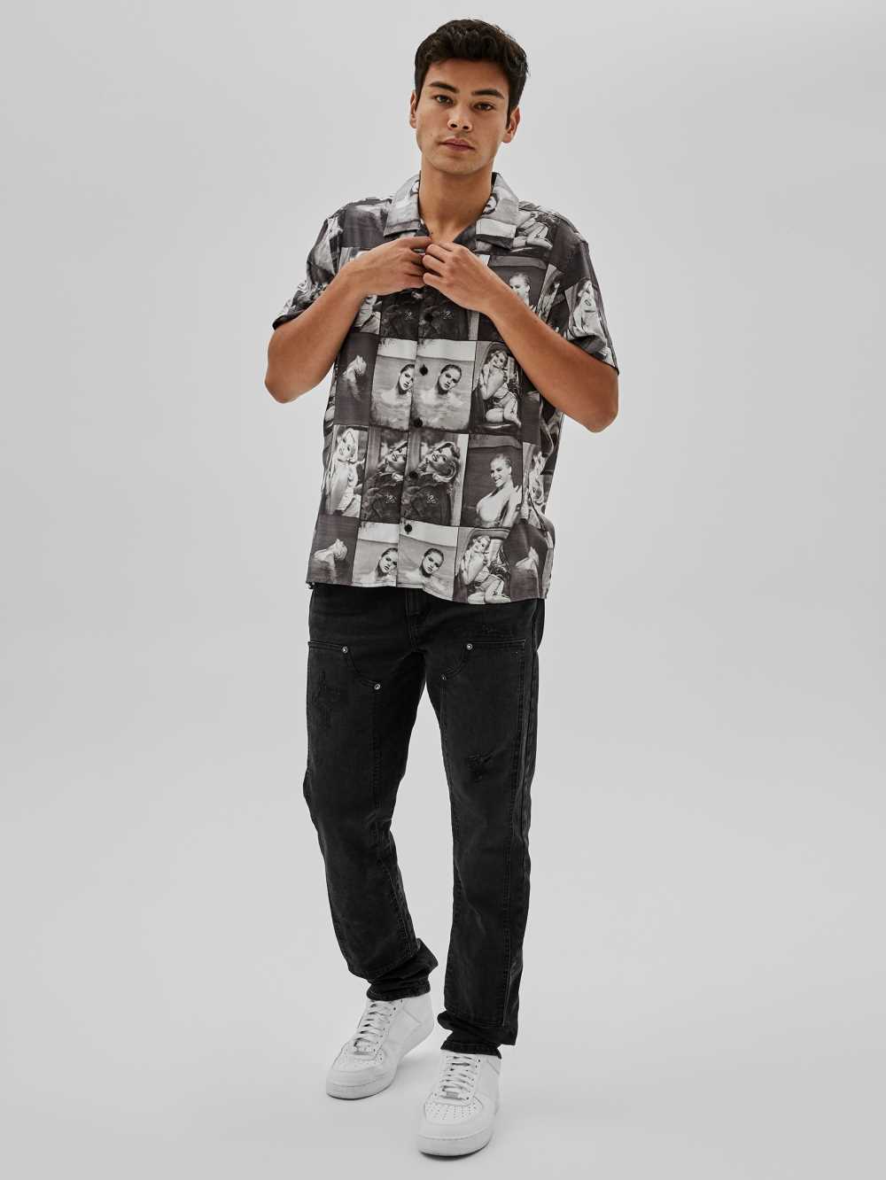 Black Multicolor Men's Guess Originals x Anna Nicole Smith Shirts Australia Sale | 328WPESVR