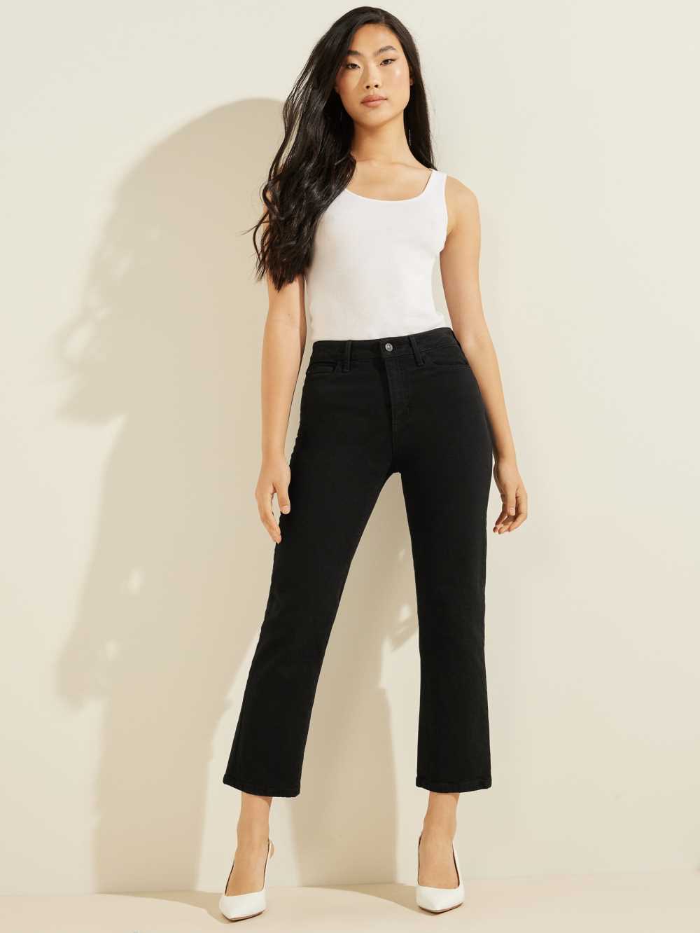 Black Multicolor Women's Guess 1981 Black Straight Jeans Australia Sale | 042BYVXFG