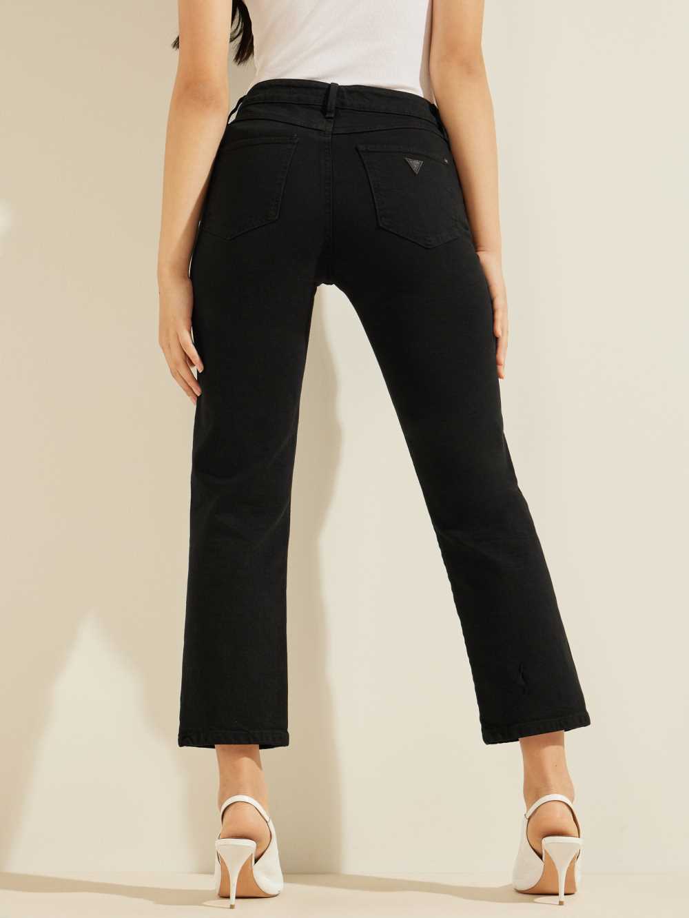 Black Multicolor Women's Guess 1981 Black Straight Jeans Australia Sale | 042BYVXFG