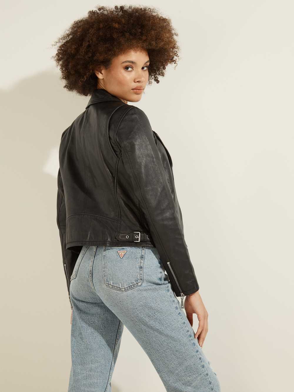 Black Multicolor Women's Guess Leather Moto Jackets Australia Sale | 906TUWIZD