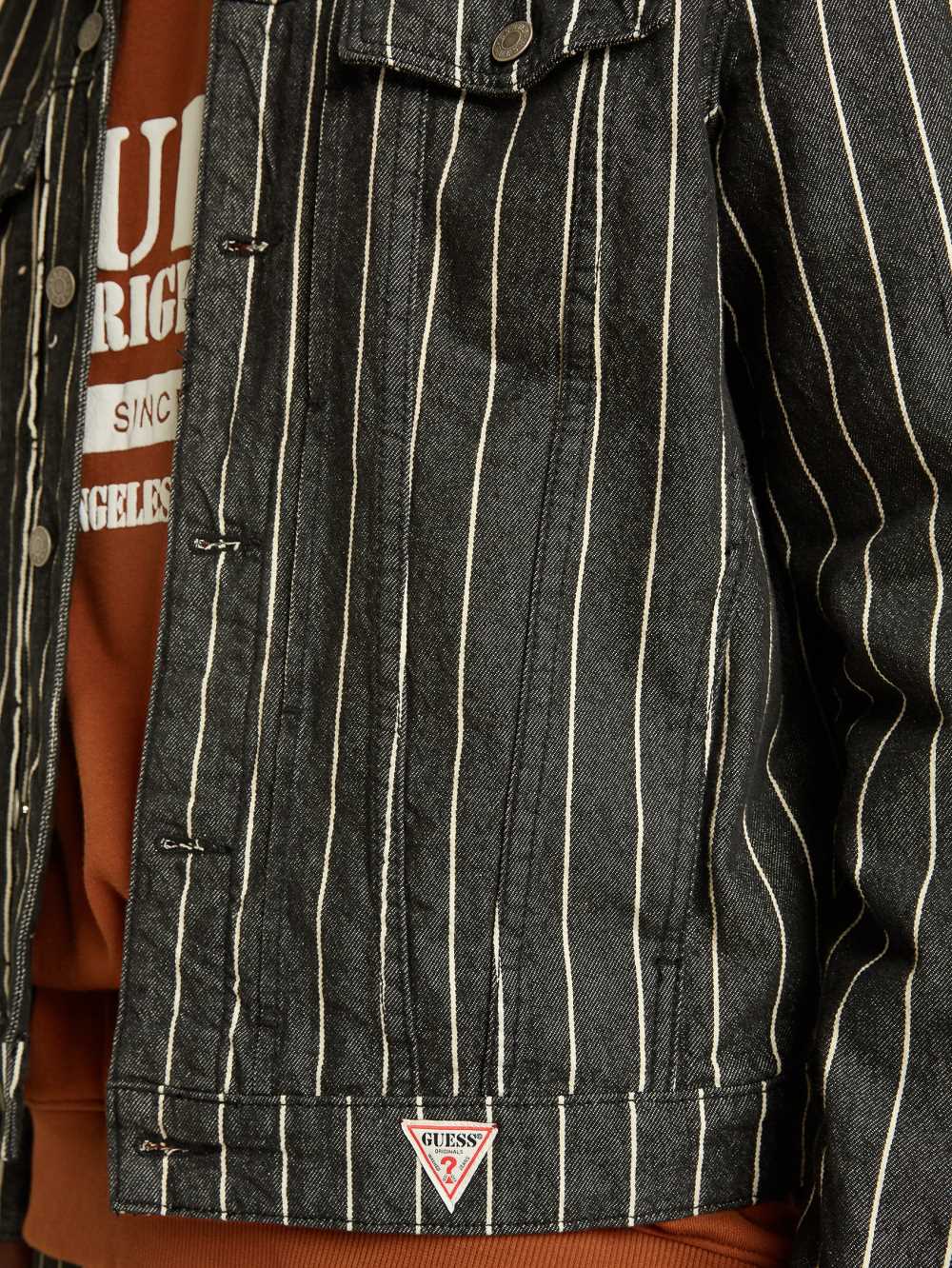 Black Wash Men's Guess Originals Pinstripe Denim Jackets Australia Sale | 631IVYCHG