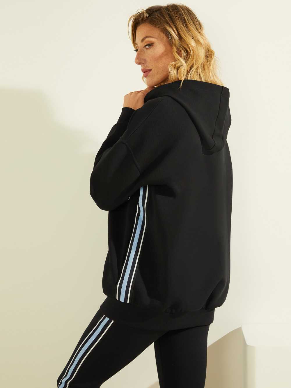 Black Women's Guess Eco Alaina Zip-Up Hoodie Australia Sale | 843EOCRFI