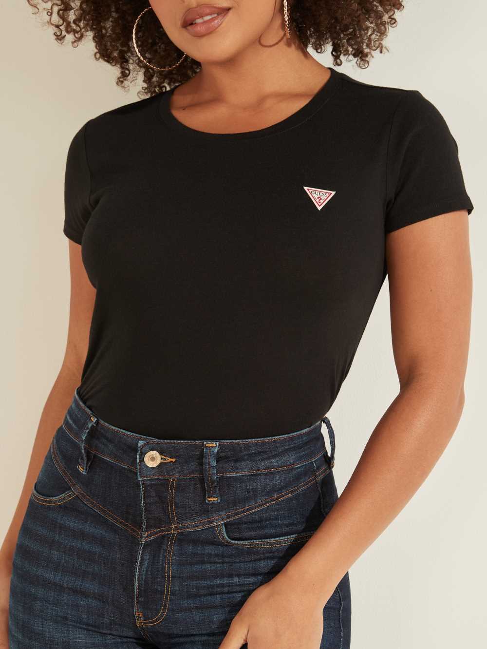 Black Women's Guess Eco Logo Baby T-shirt Australia Sale | 971ZXCEMF