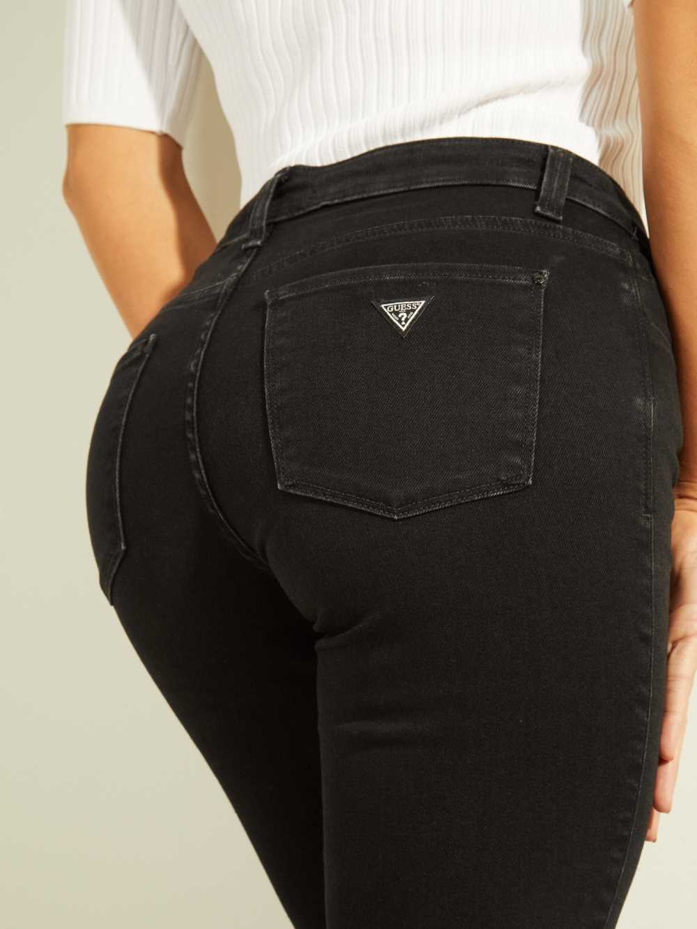 Black Women's Guess Eco Mid-Rise Sexy Straight Leg Jeans Australia Sale | 103ZRVQNJ