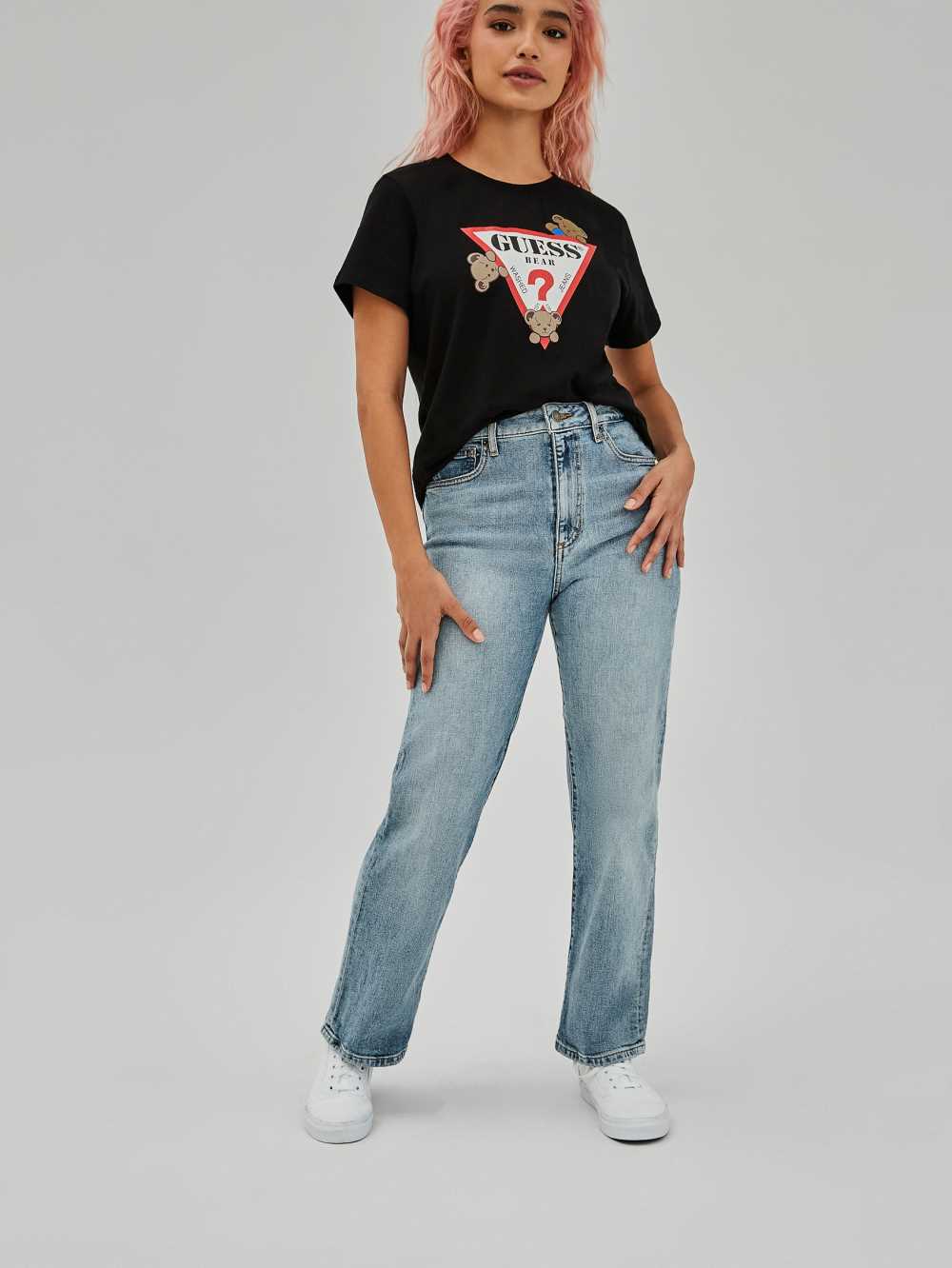 Black Women's Guess Kaira Easy T-shirt Australia Sale | 120QOBTIN