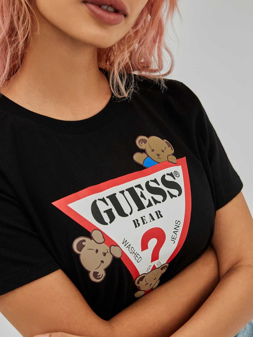 Black Women's Guess Kaira Easy T-shirt Australia Sale | 120QOBTIN