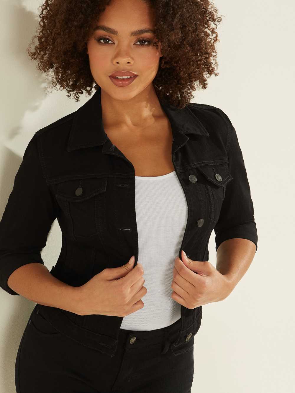 Black Women's Guess Sexy Trucker Jackets Australia Sale | 201WANZKE