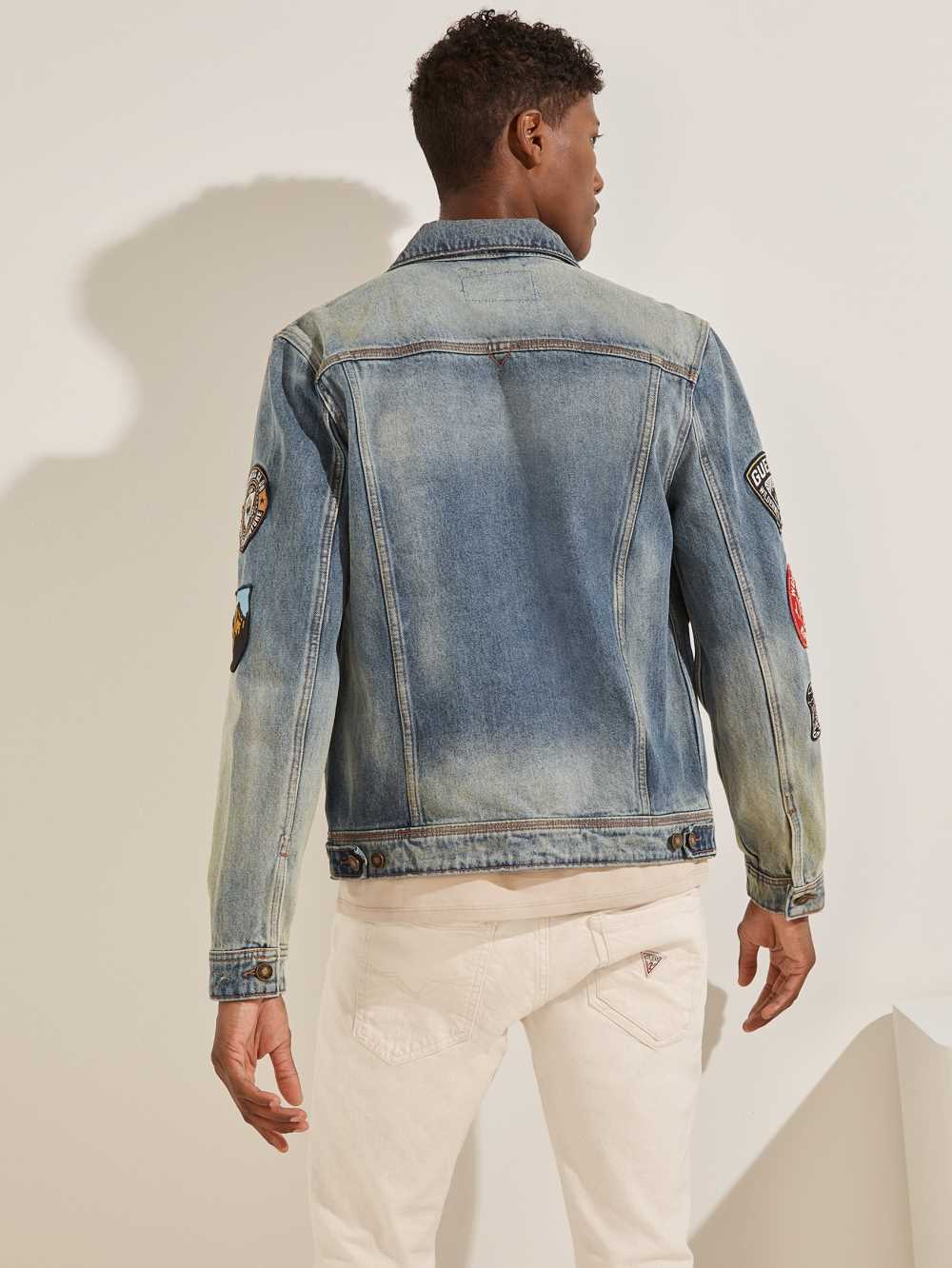 Blue Men's Guess Dillon Heritage Denim Jackets Australia Sale | 738IKAMZJ
