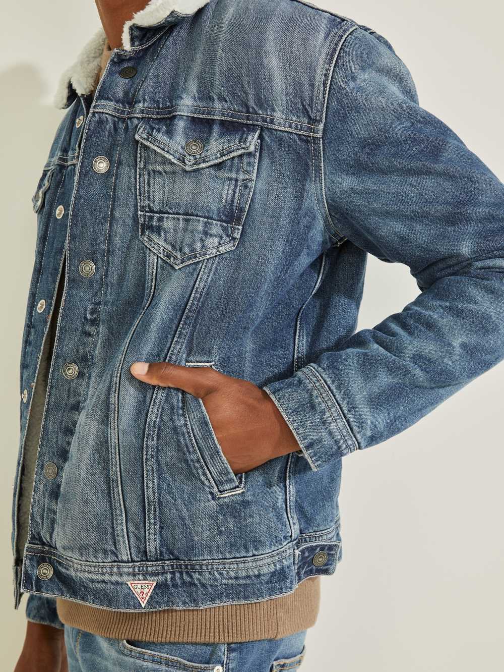Blue Men's Guess Eco Gale Denim Jackets Australia Sale | 728QUXTZH