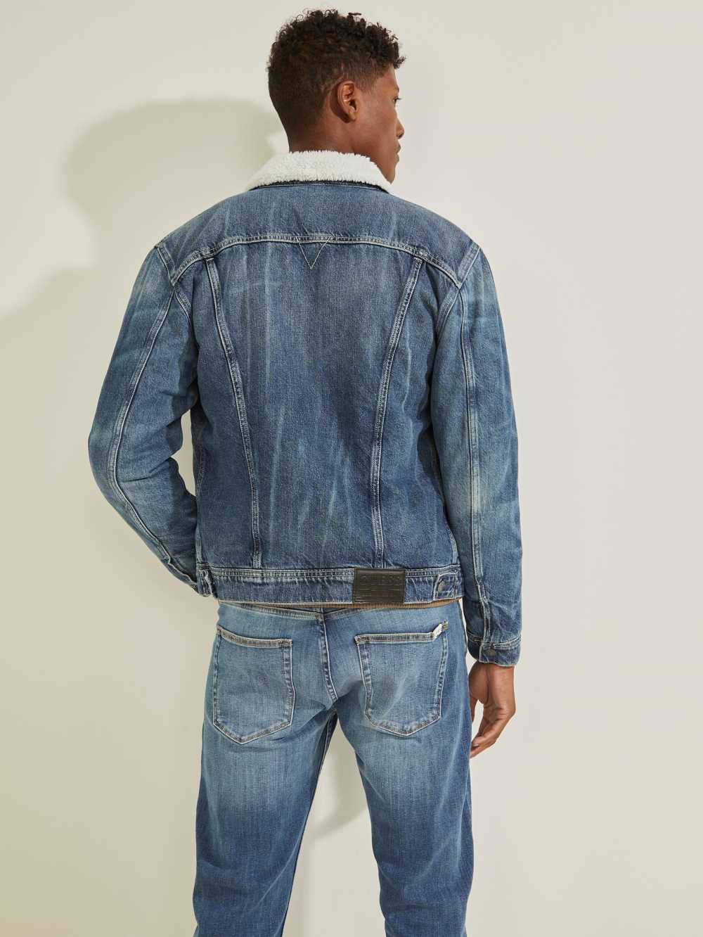 Blue Men's Guess Eco Gale Denim Jackets Australia Sale | 728QUXTZH